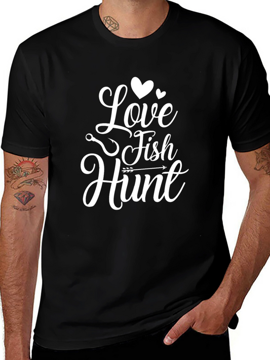 Love Fish Hunt Graphic Tee - Black