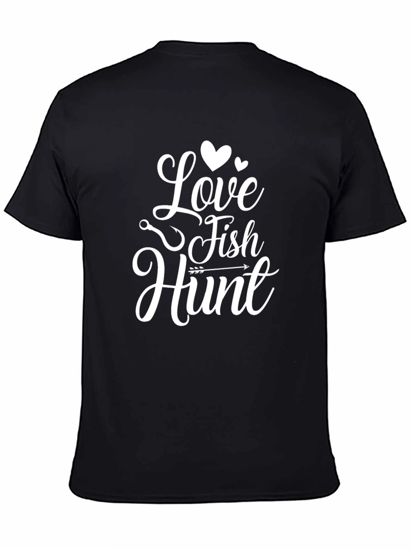 Love Fish Hunt Graphic Tee - Black