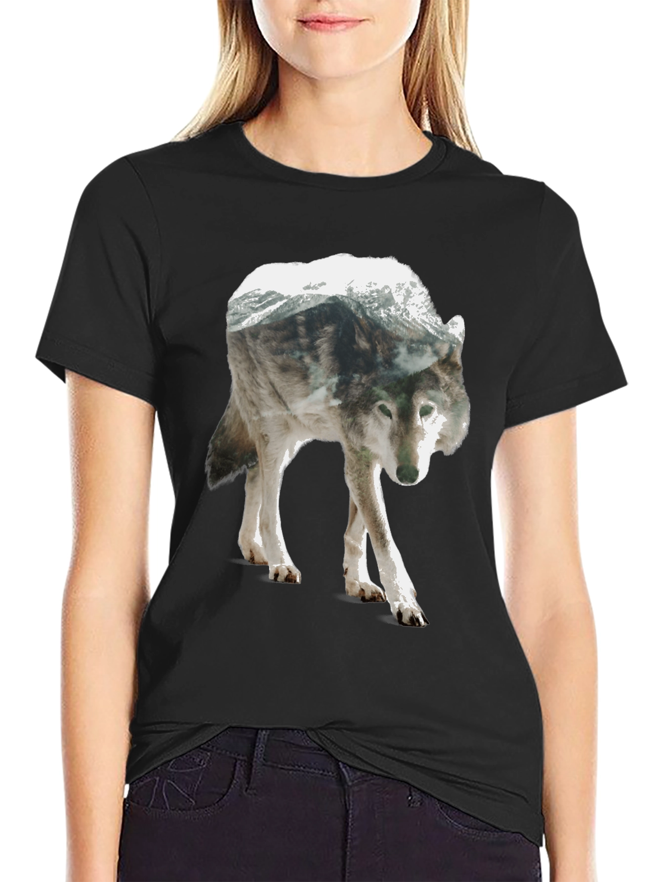 Wolf Mountain Graphic Tee - Nature Inspired Design