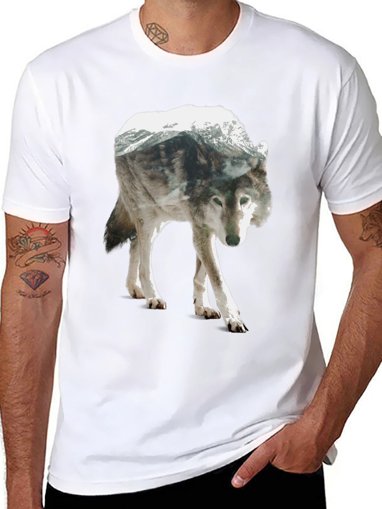 Wolf Mountain Graphic Tee - Nature Inspired Design