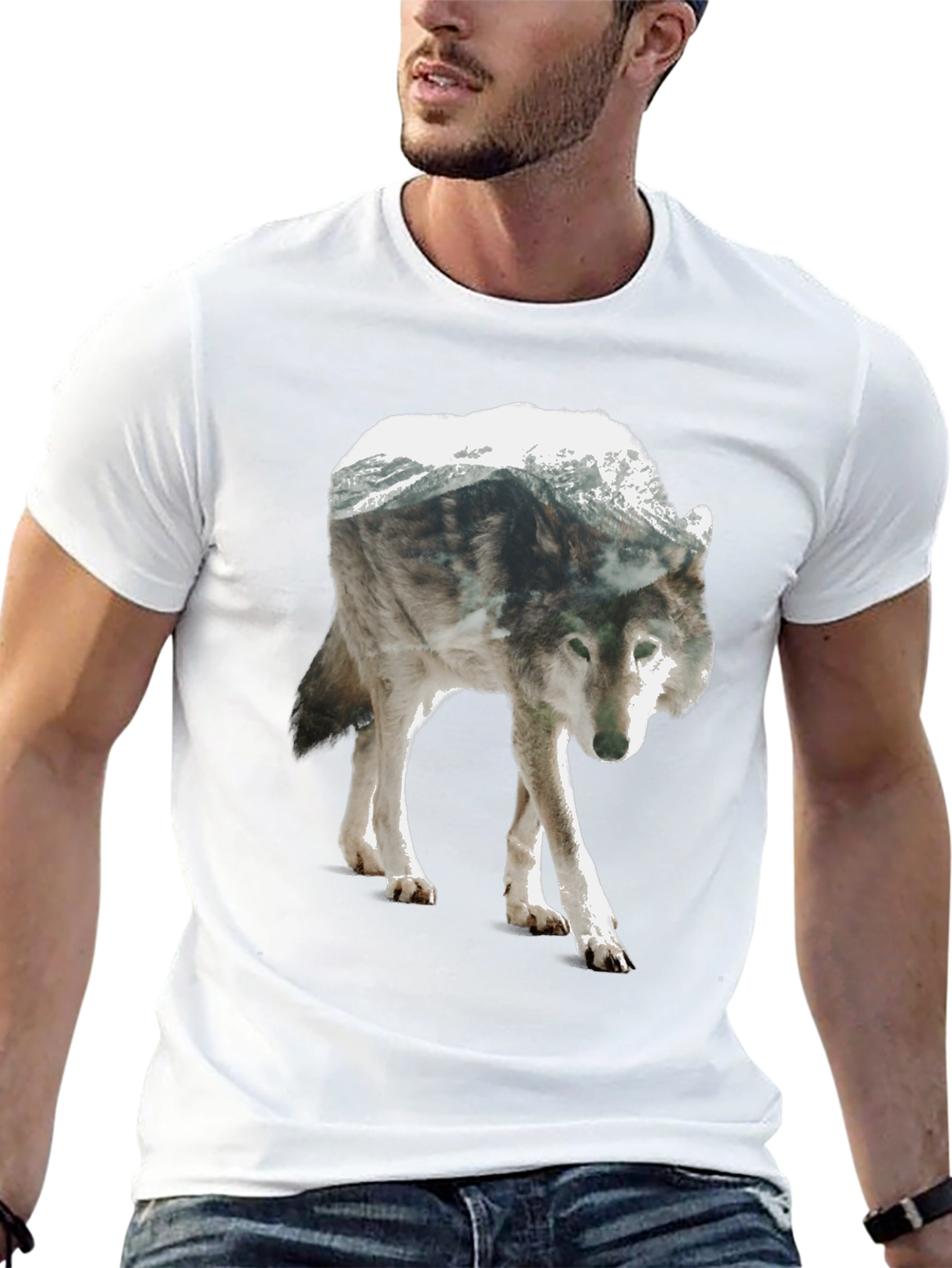 Wolf Mountain Graphic Tee - Nature Inspired Design