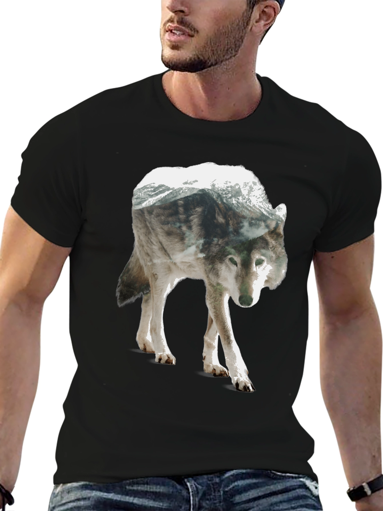 Wolf Mountain Graphic Tee - Nature Inspired Design