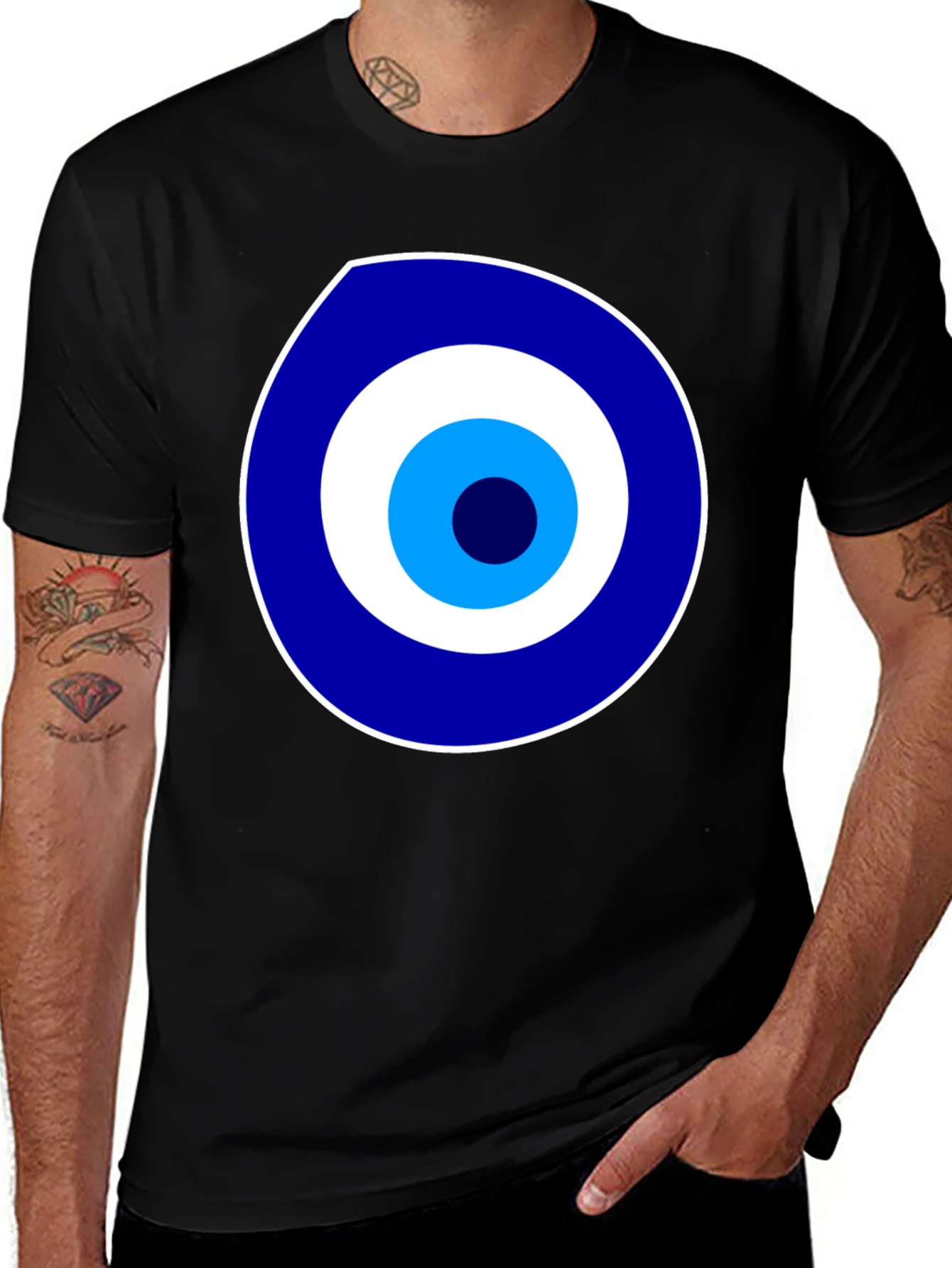 Evil Eye Graphic Print Black T-Shirt