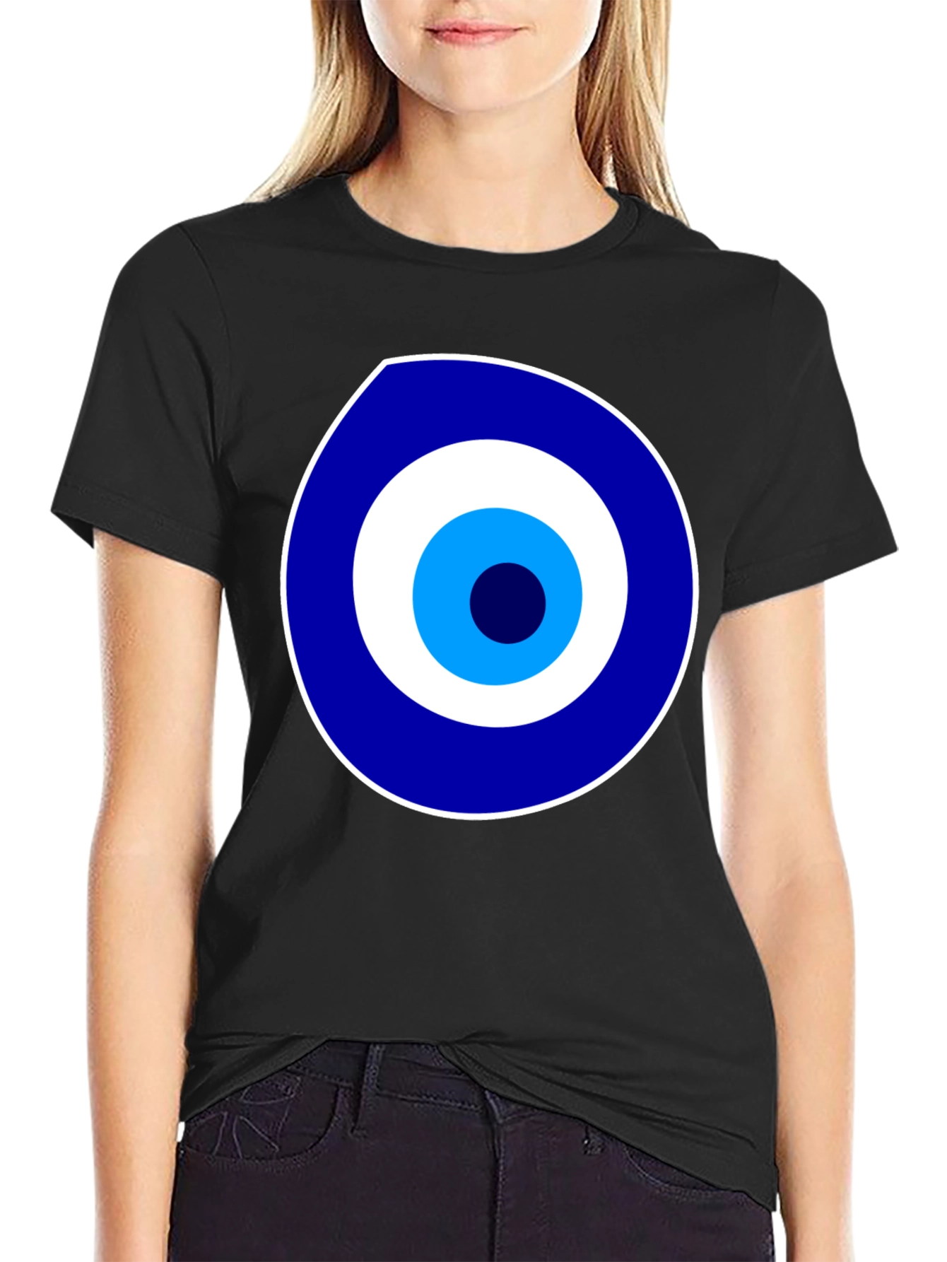 Evil Eye Graphic Print Black T-Shirt