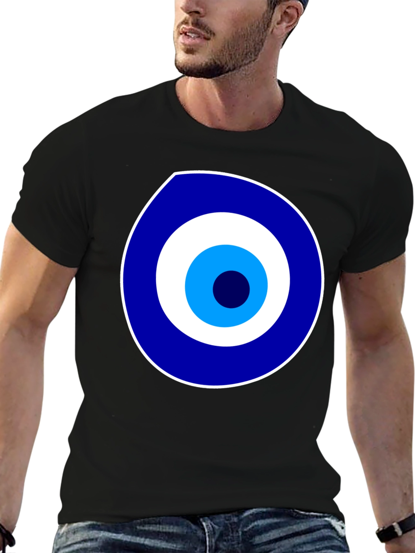 Evil Eye Graphic Print Black T-Shirt