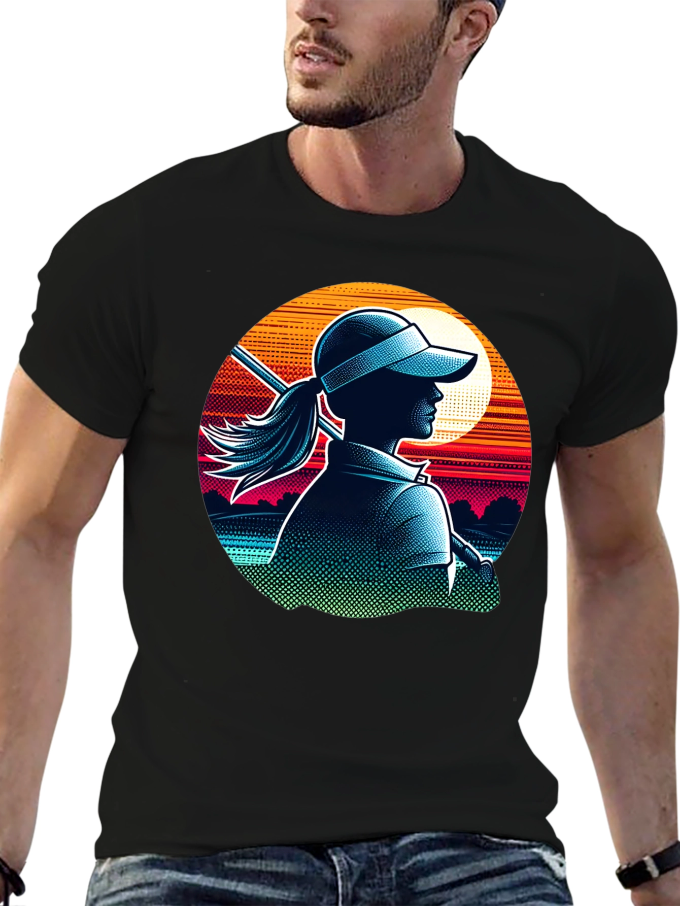 Golf Girl T-Shirt: Sunset Silhouette