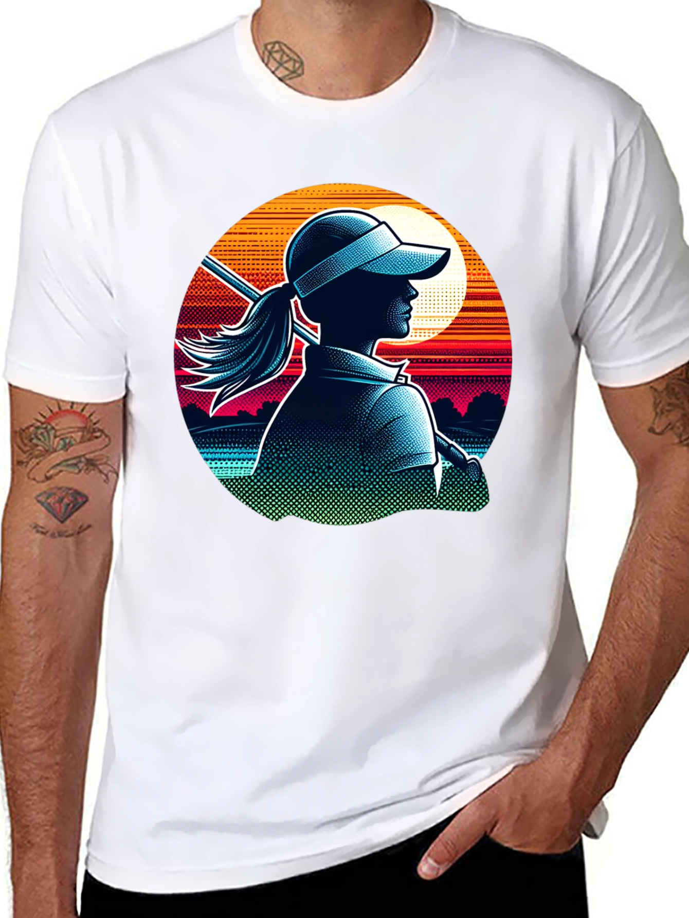 Golf Girl T-Shirt: Sunset Silhouette