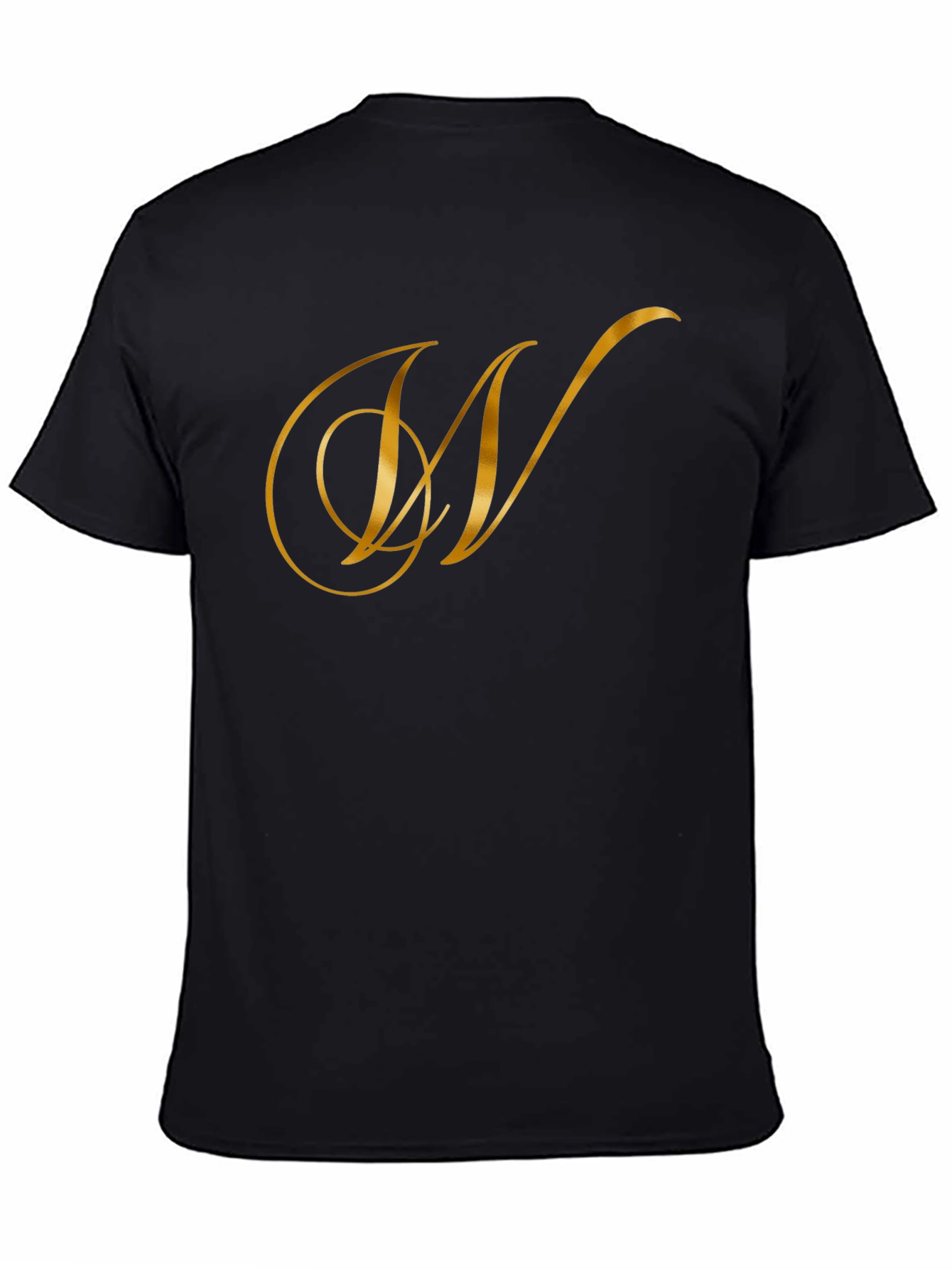 Elegant Black T-Shirt with Golden Letter Logo