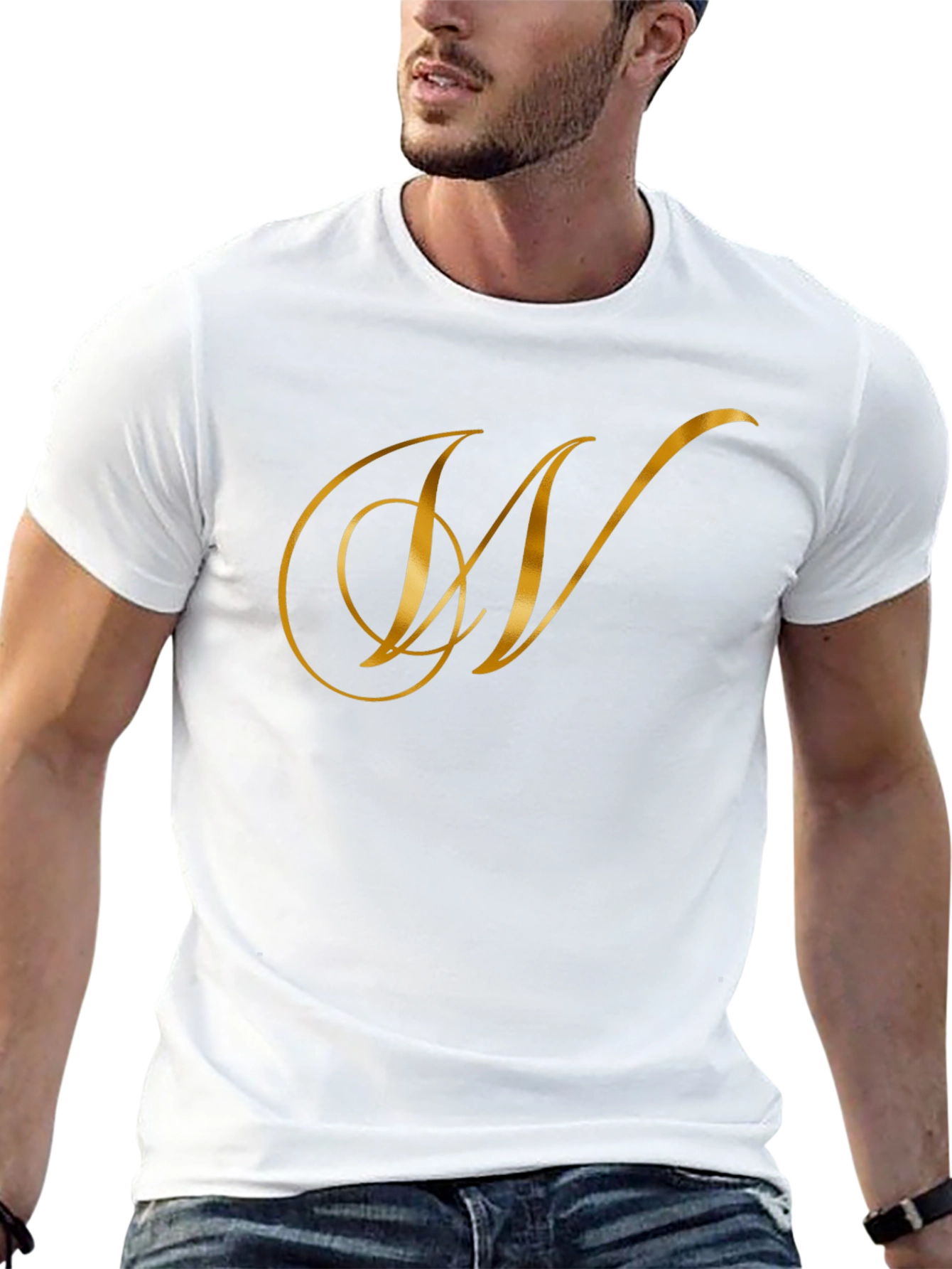 Elegant Black T-Shirt with Golden Letter Logo
