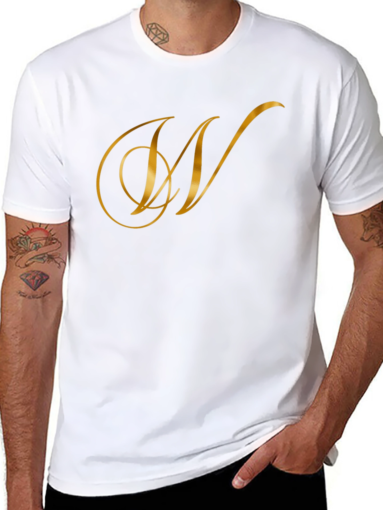 Elegant Black T-Shirt with Golden Letter Logo