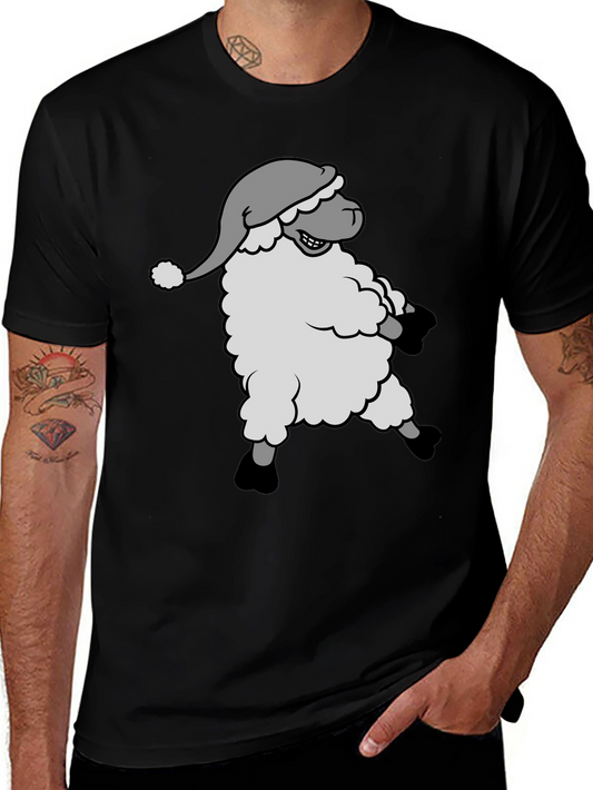 Festive Sheep T-Shirt - Holiday Cartoon Graphic Tee
