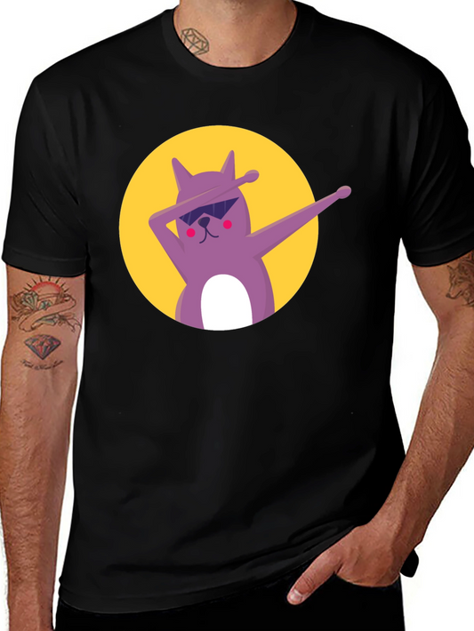 Dabbing Cat Graphic Tee - Cool Black T-Shirt