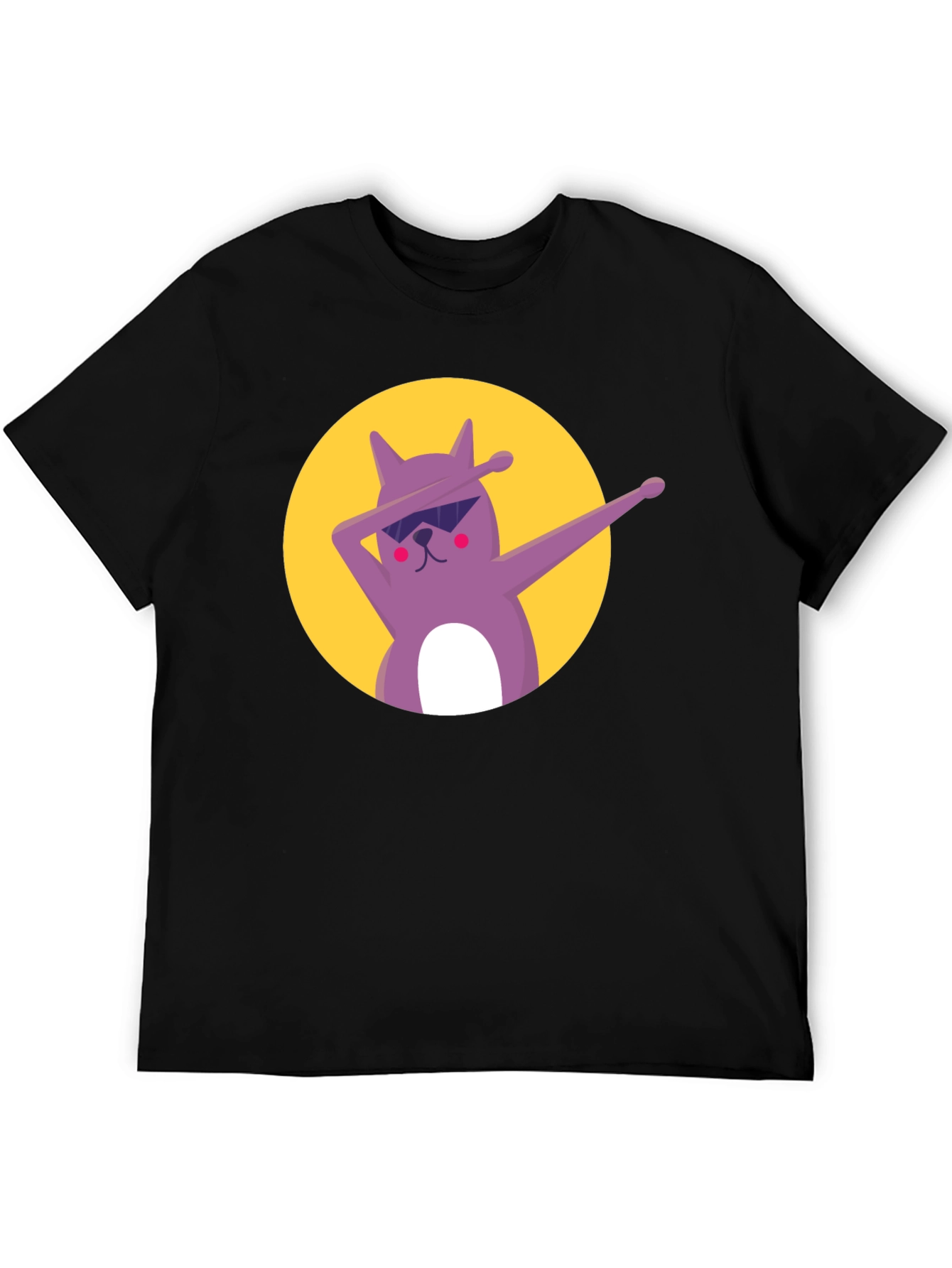 Dabbing Cat Graphic Tee - Cool Black T-Shirt
