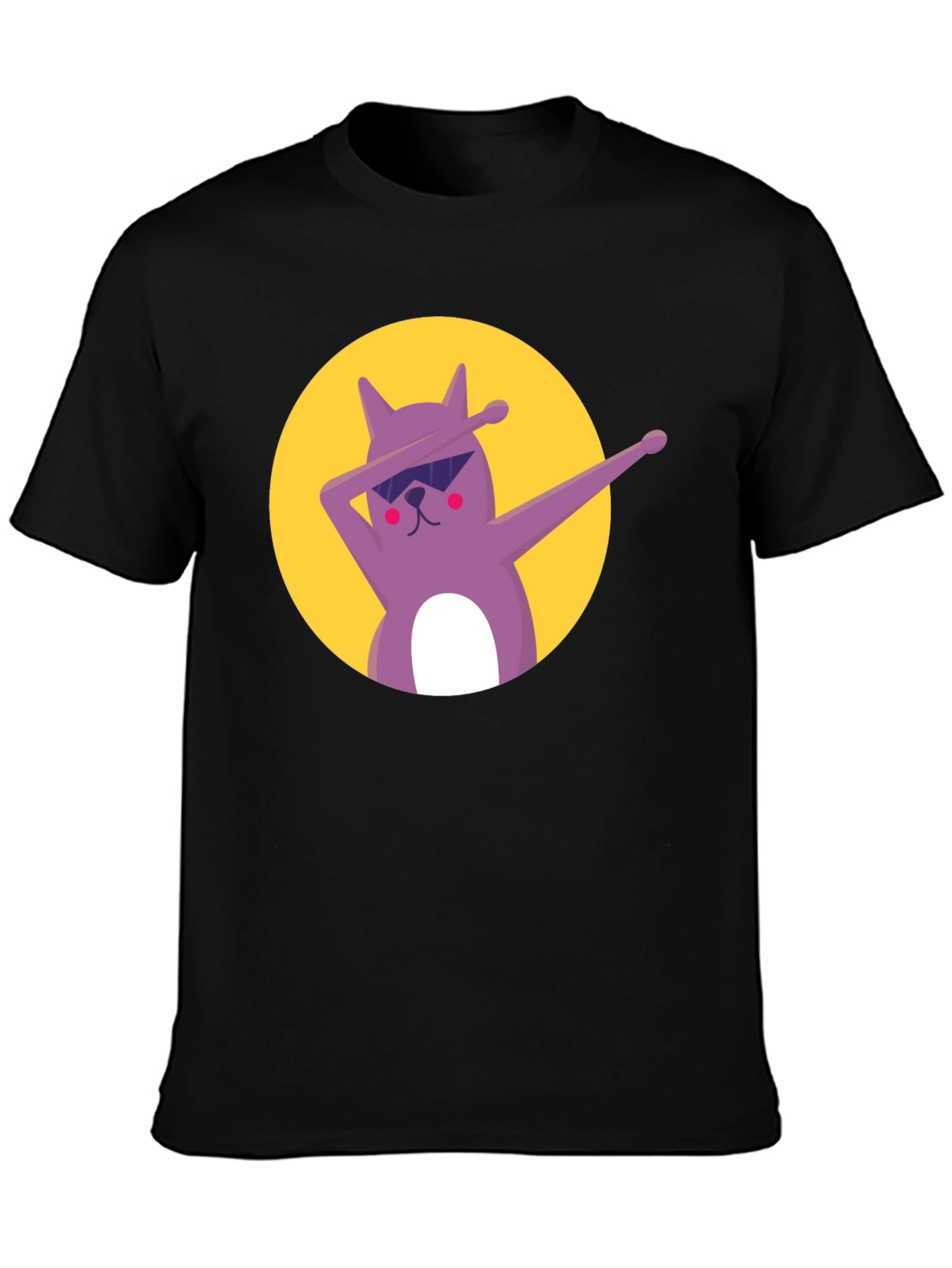 Dabbing Cat Graphic Tee - Cool Black T-Shirt