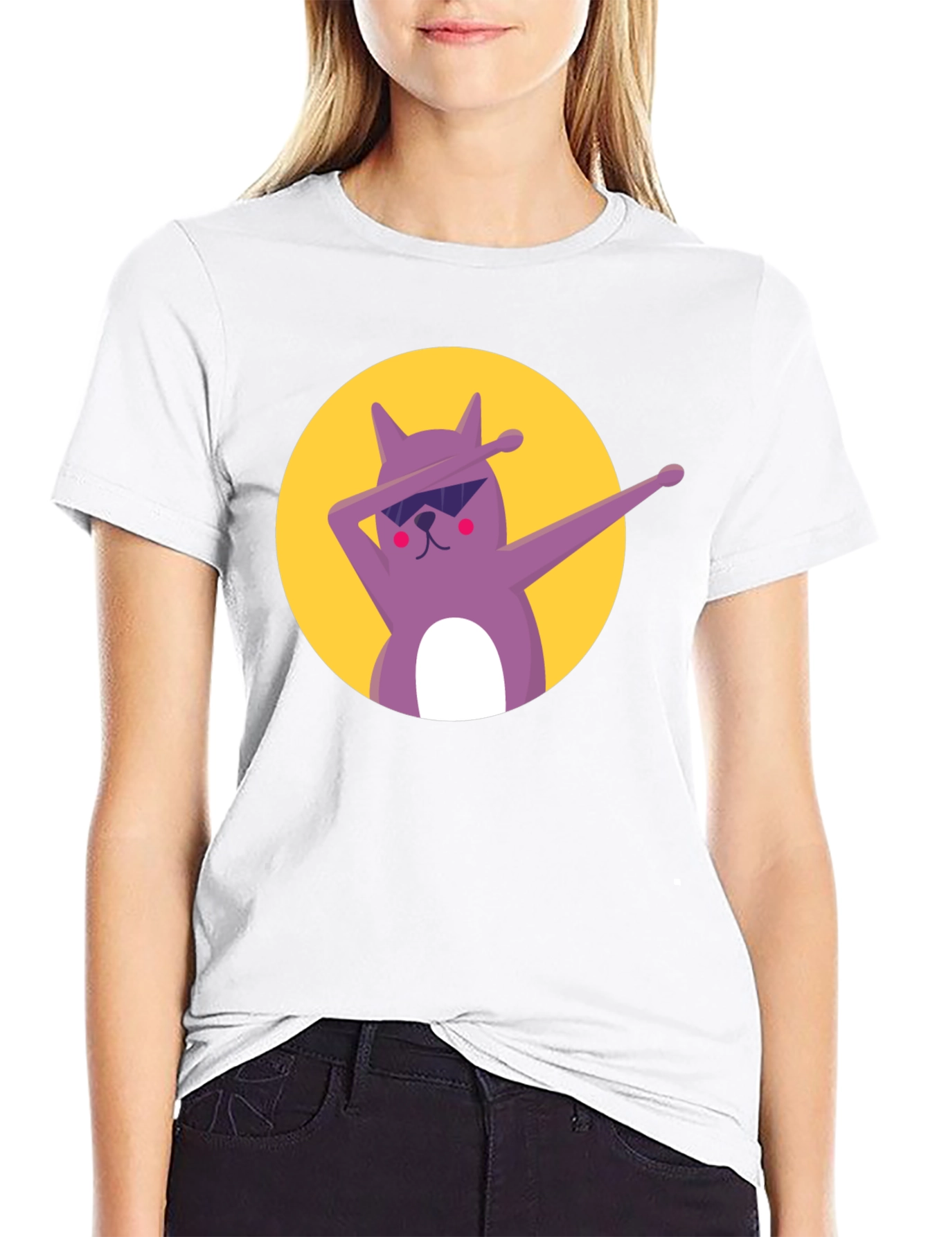 Dabbing Cat Graphic Tee - Cool Black T-Shirt