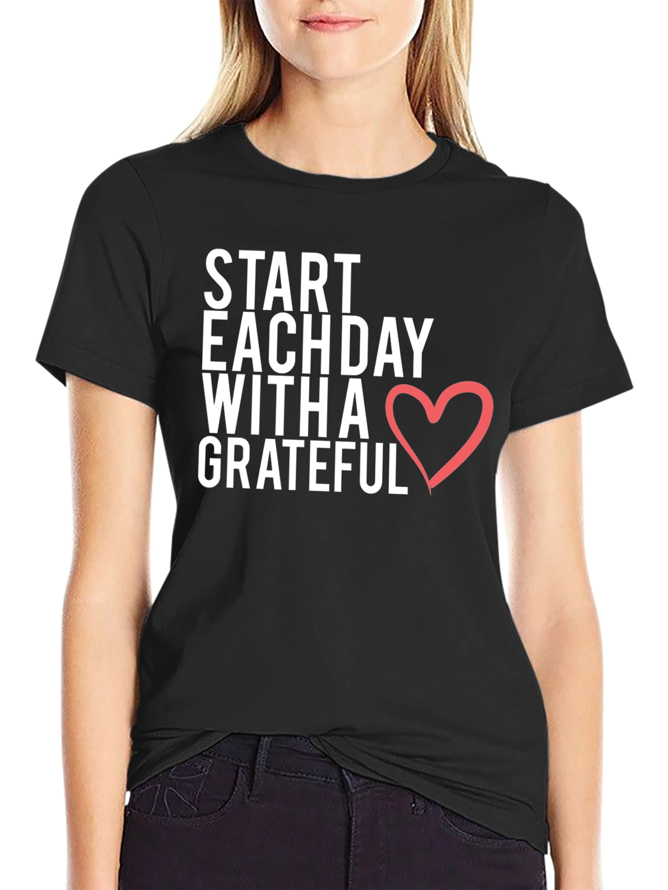 Grateful Heart Black Graphic Tee