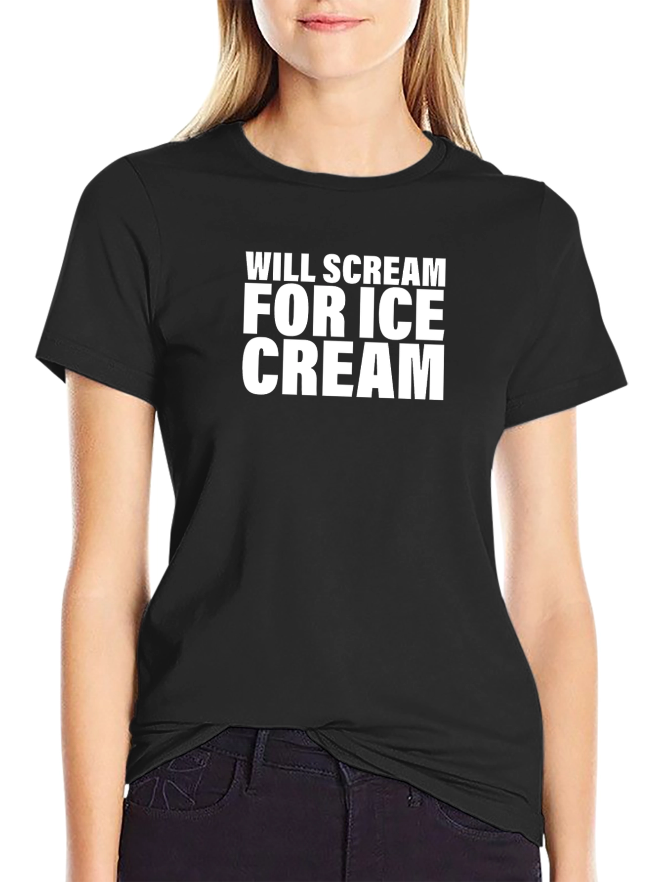 Will Scream For Ice Cream Black T-Shirt
