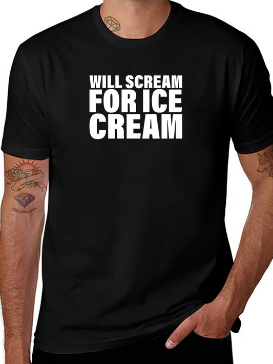 Will Scream For Ice Cream Black T-Shirt