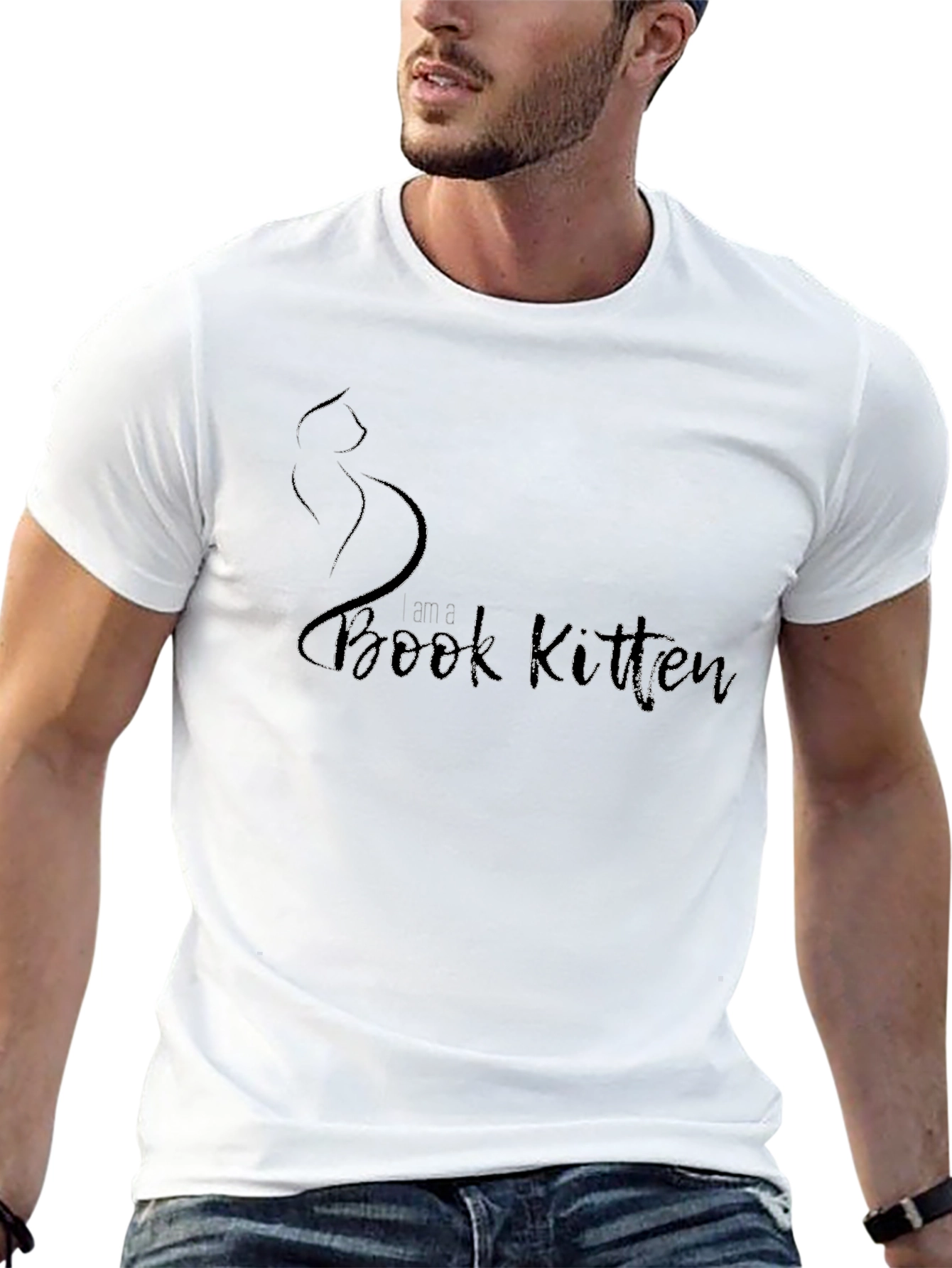 Book Kitten Black Graphic T-Shirt
