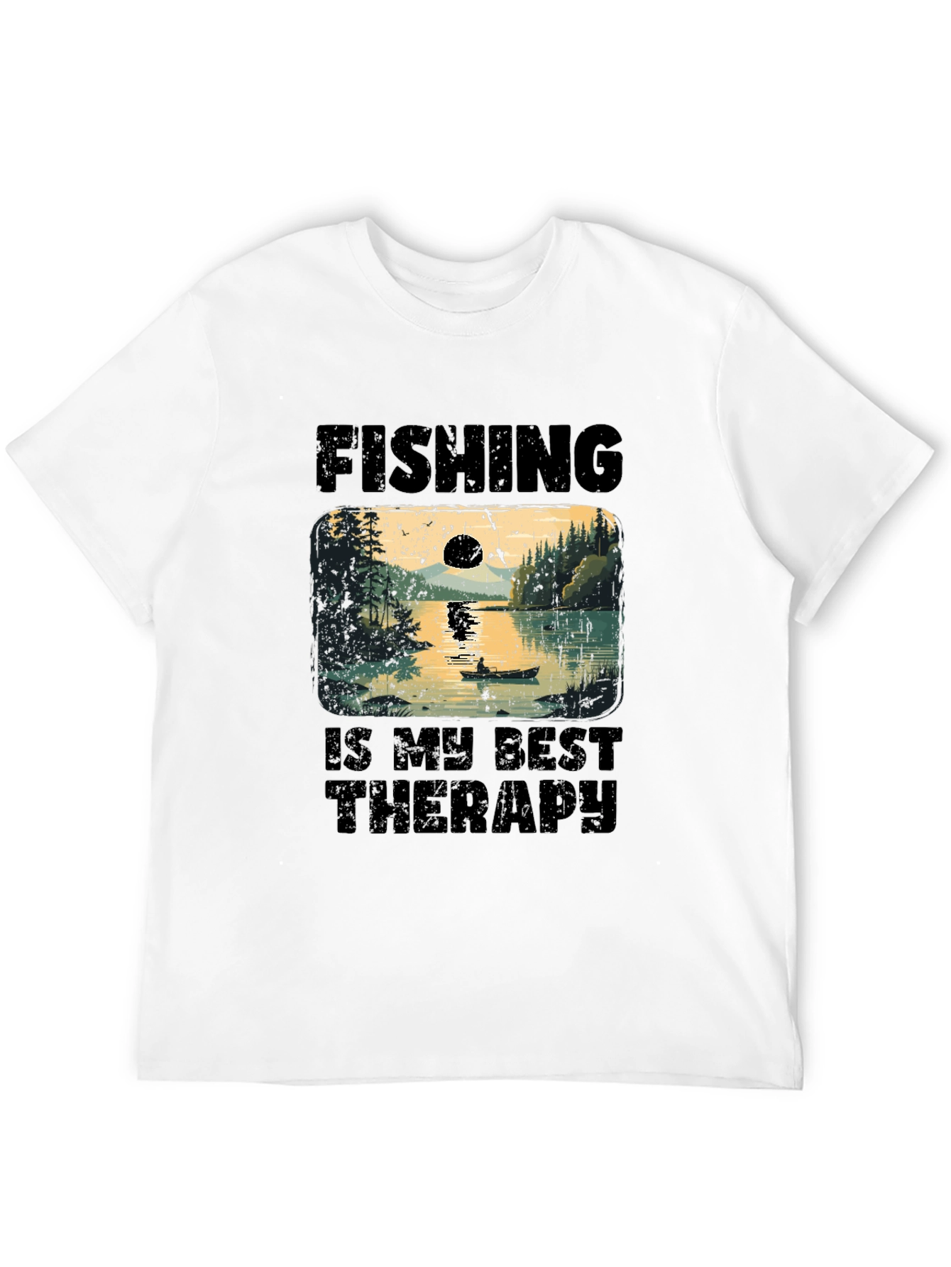 Fishing is My Best Therapy Black T-Shirt