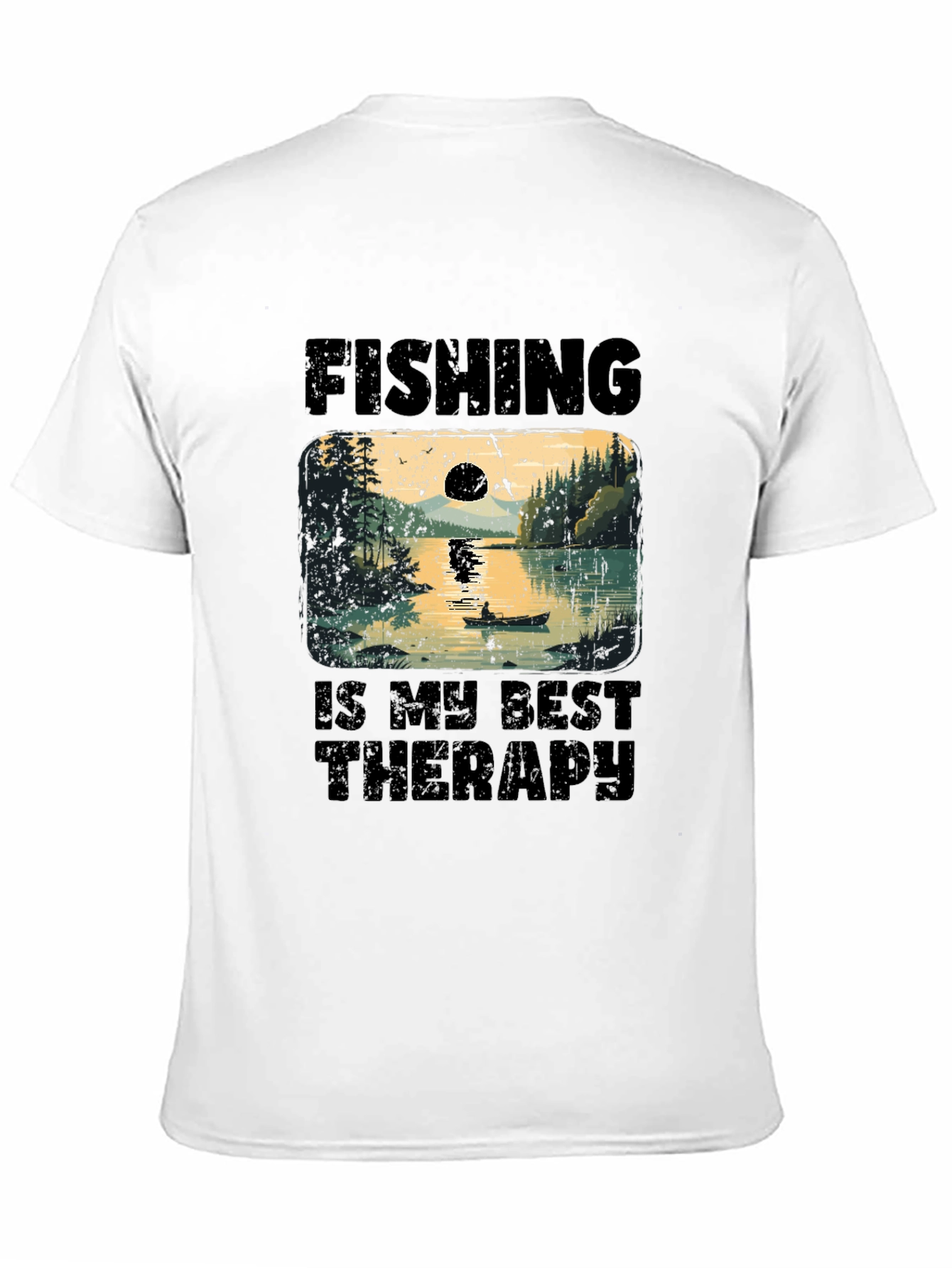 Fishing is My Best Therapy Black T-Shirt