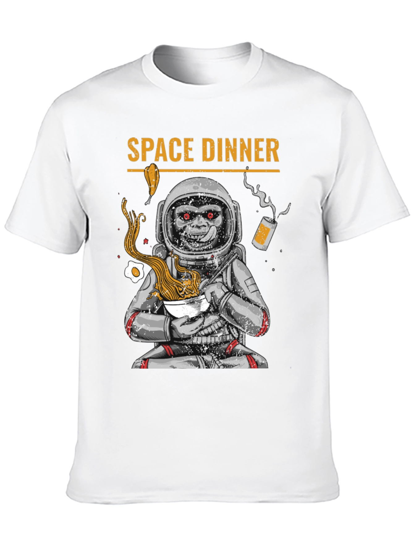 Space Dinner T-Shirt - Astronaut Monkey Ramen
