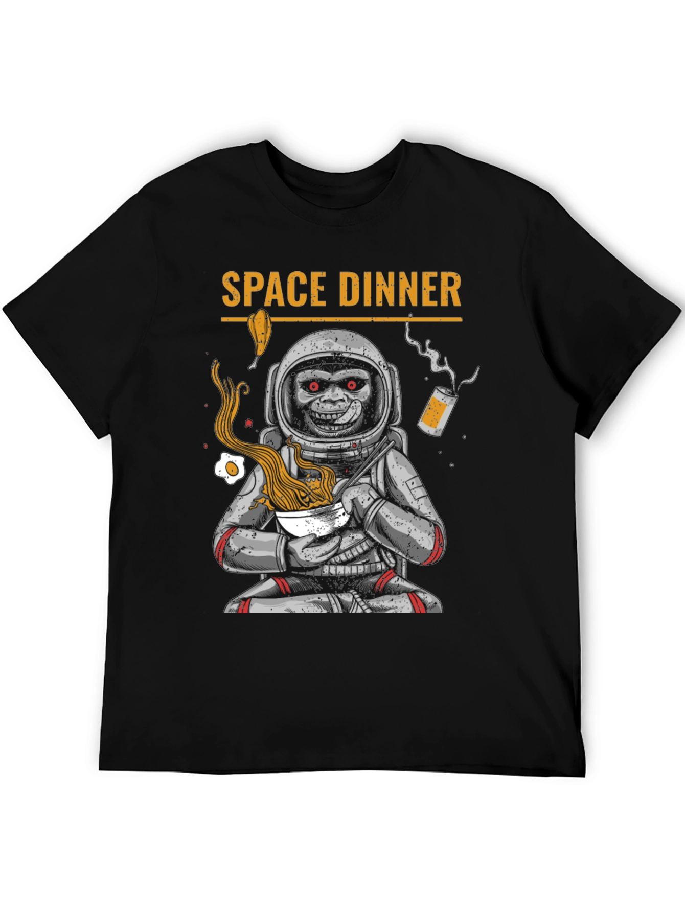 Space Dinner T-Shirt - Astronaut Monkey Ramen