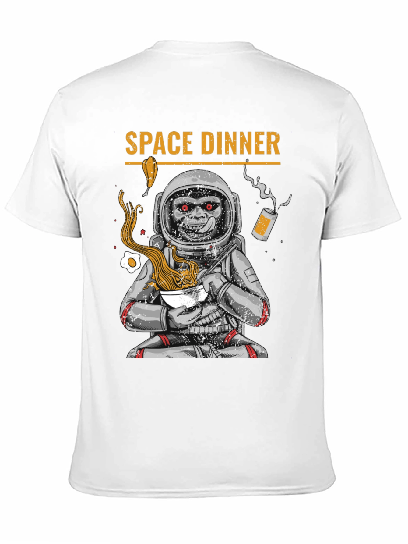 Space Dinner T-Shirt - Astronaut Monkey Ramen