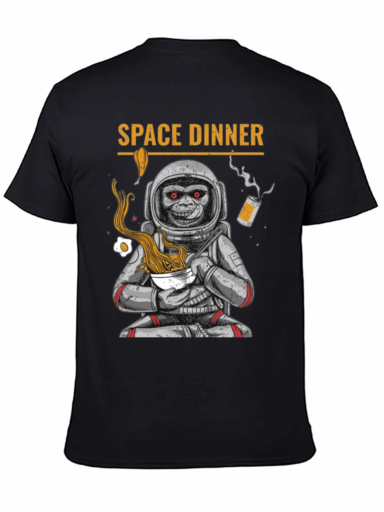 Space Dinner T-Shirt - Astronaut Monkey Ramen