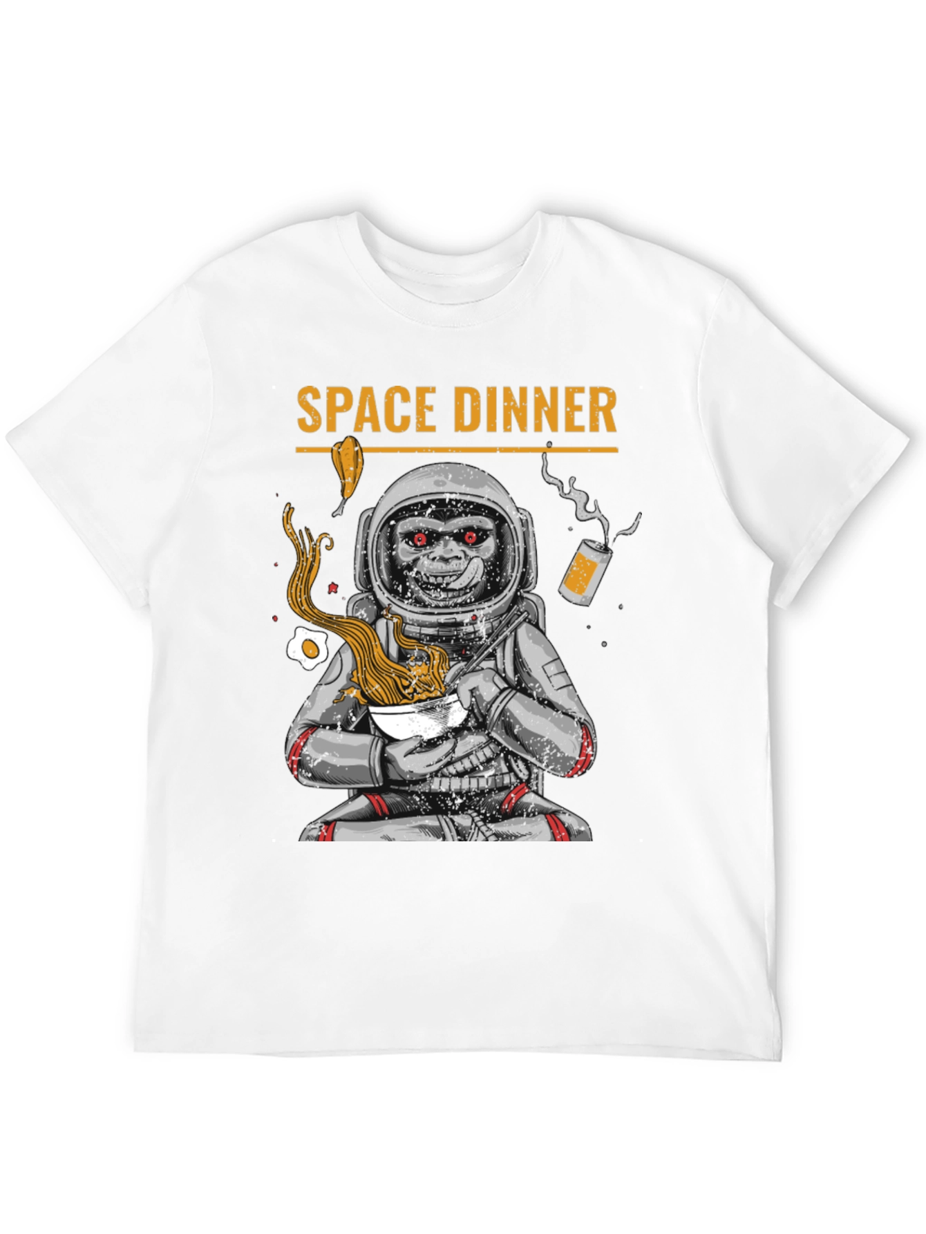 Space Dinner T-Shirt - Astronaut Monkey Ramen