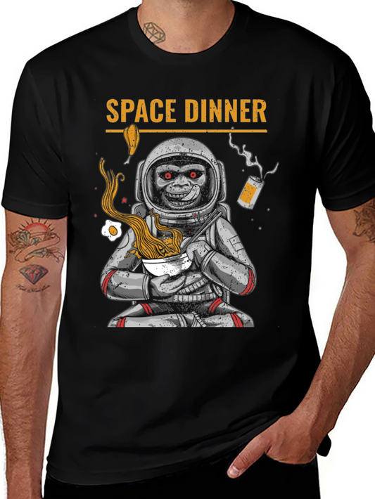 Space Dinner T-Shirt - Astronaut Monkey Ramen