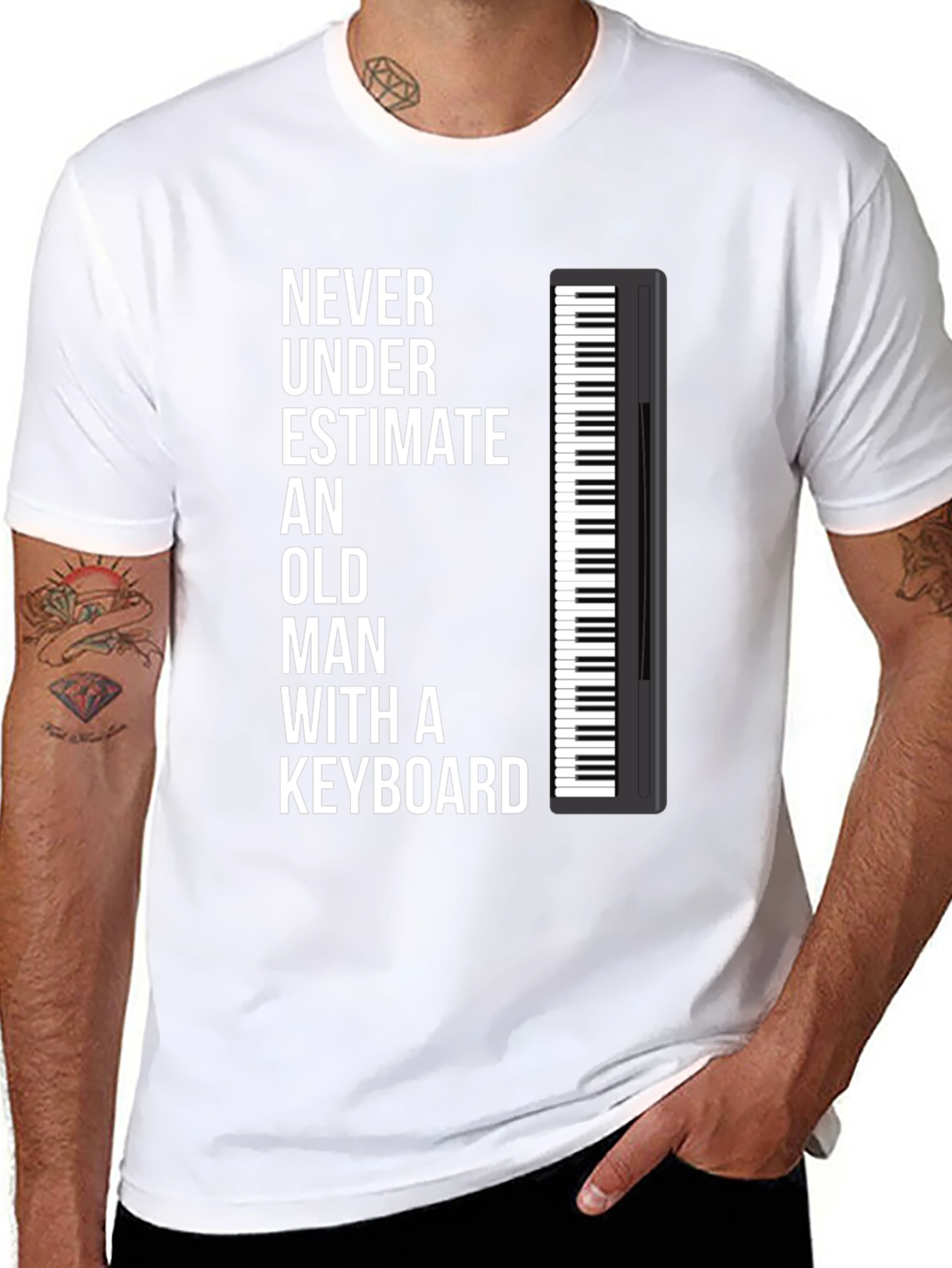 Never Underestimate Old Man Keyboard T-Shirt