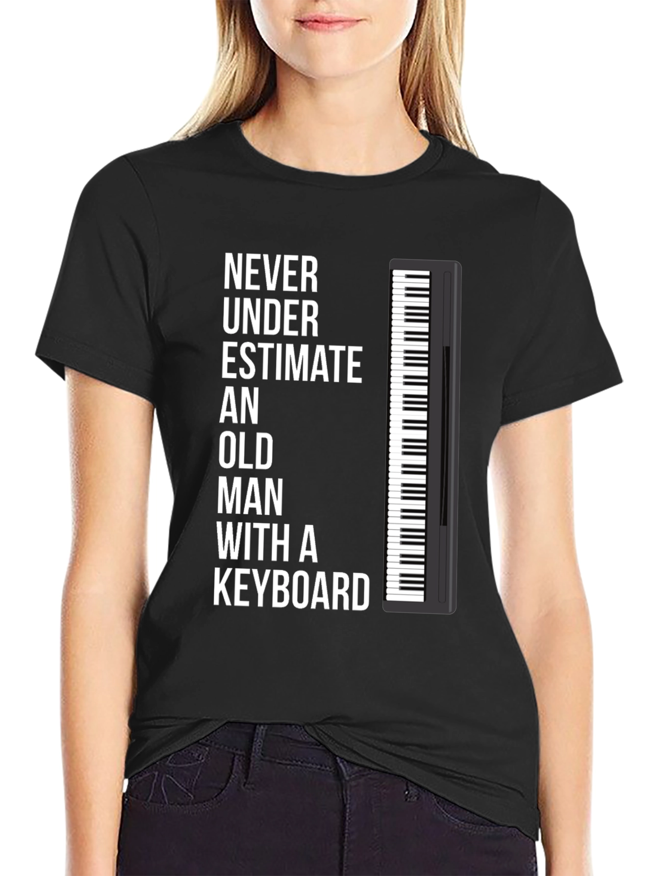 Never Underestimate Old Man Keyboard T-Shirt