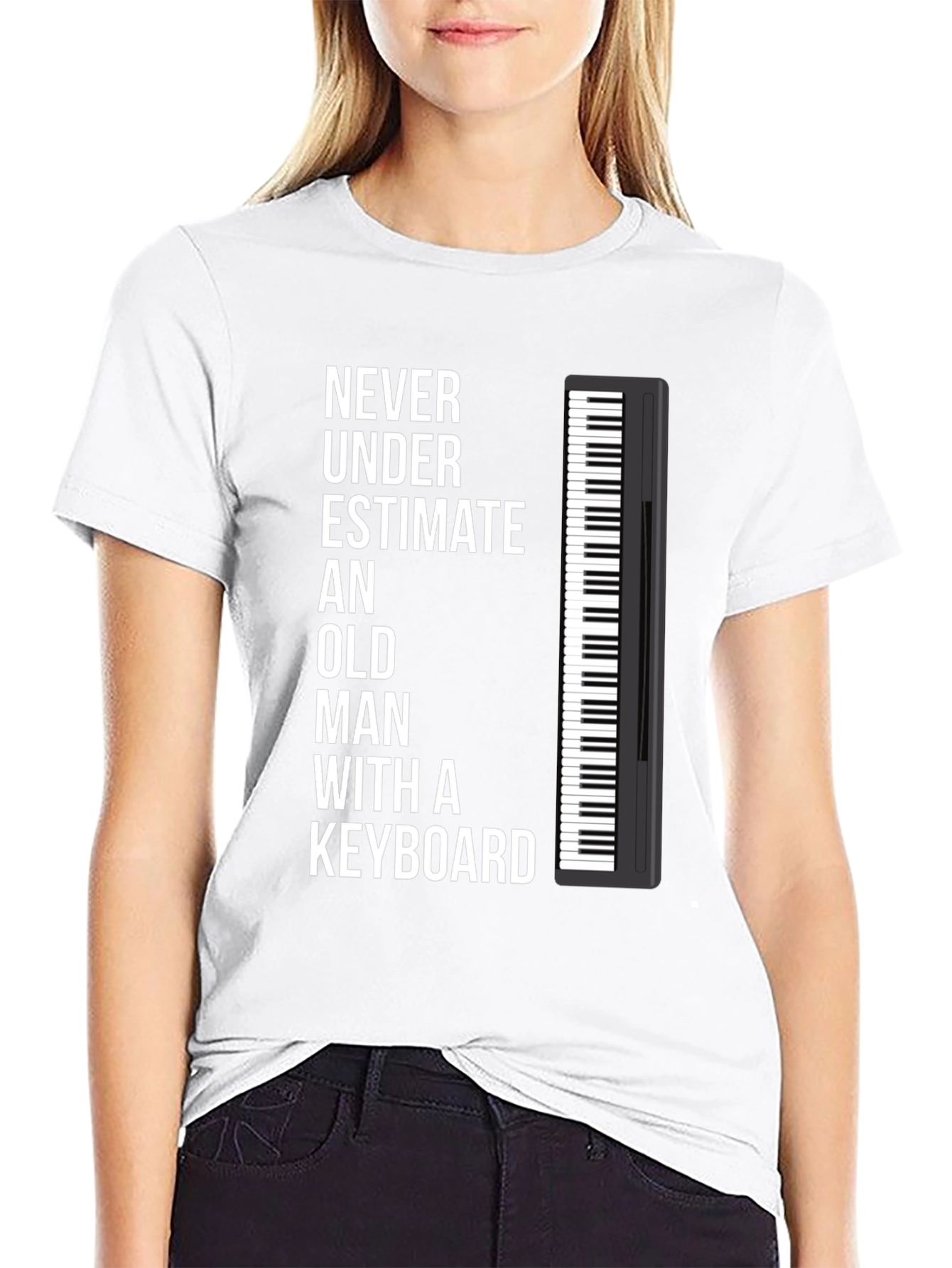 Never Underestimate Old Man Keyboard T-Shirt