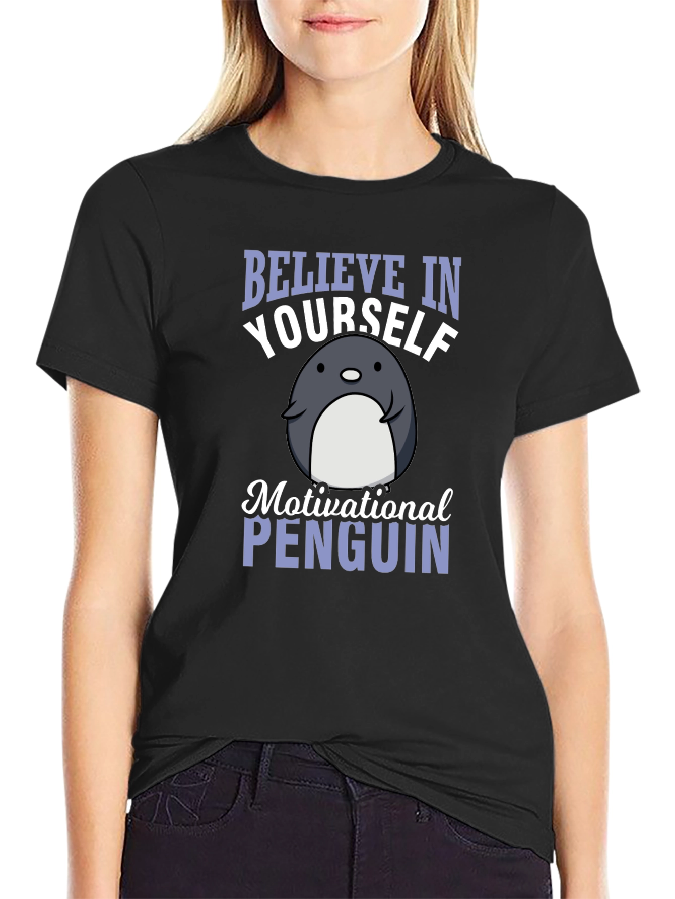 Believe in Yourself Penguin Graphic T-Shirt