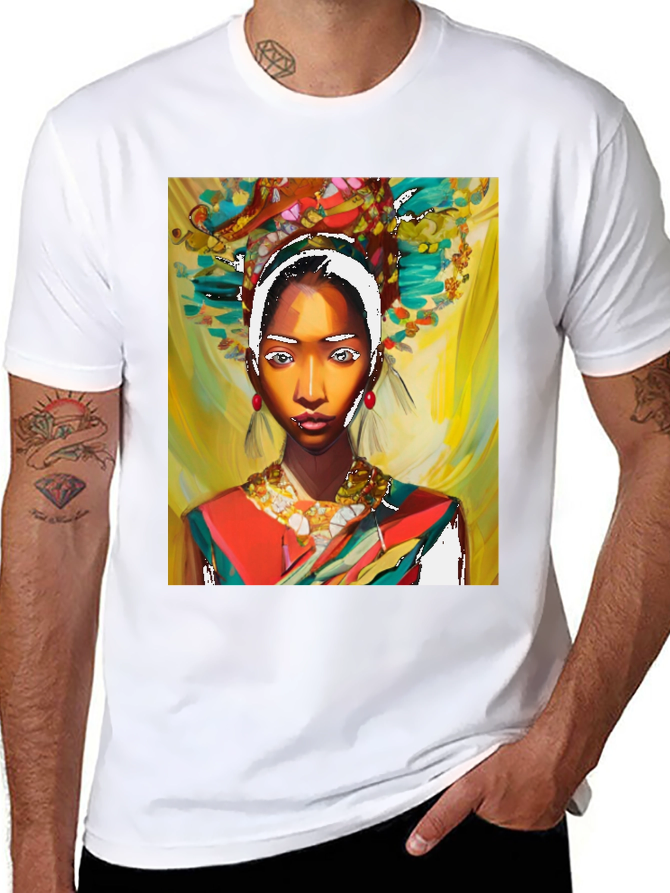 Artistic Woman Graphic Black T-Shirt