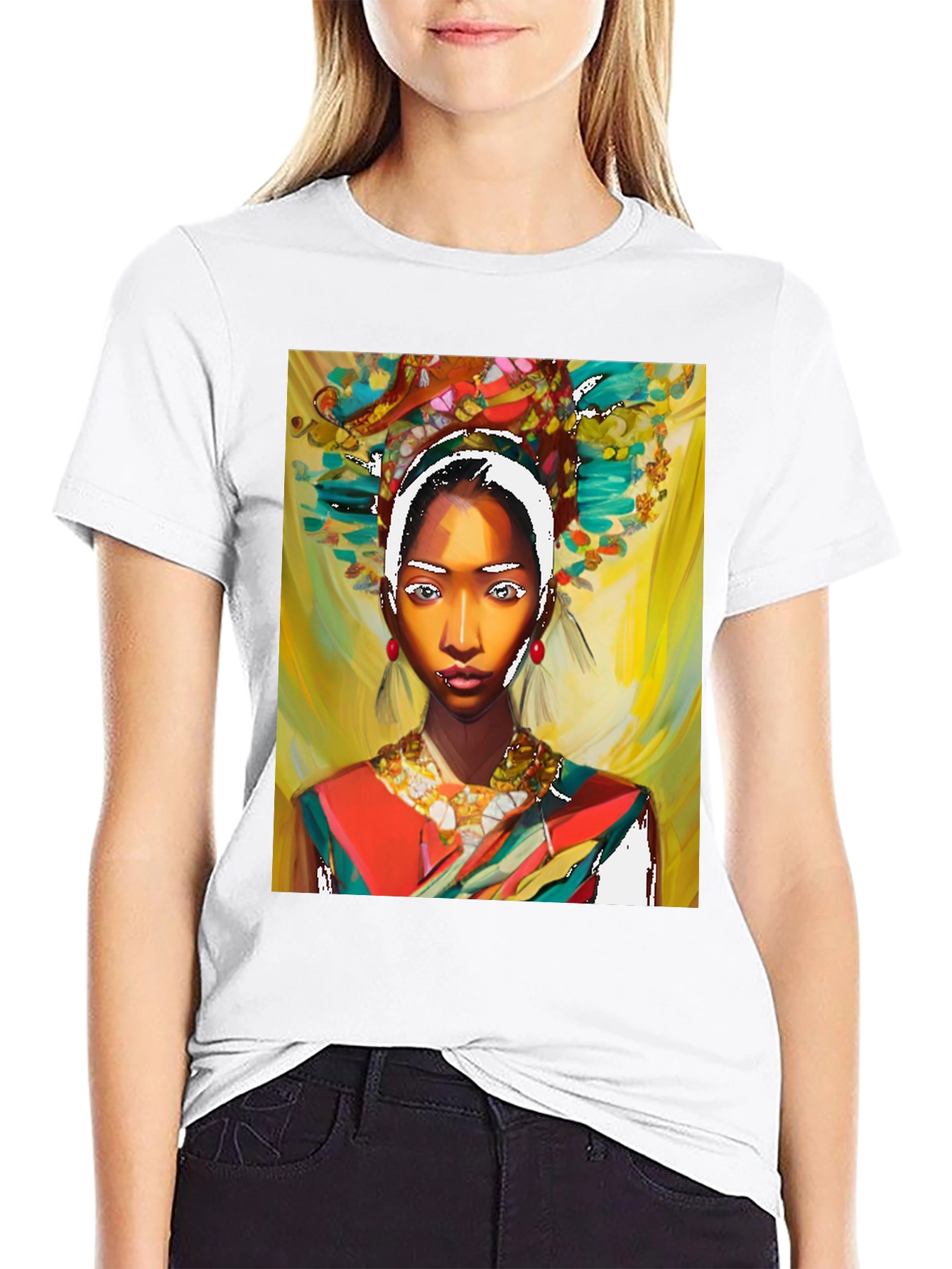 Artistic Woman Graphic Black T-Shirt