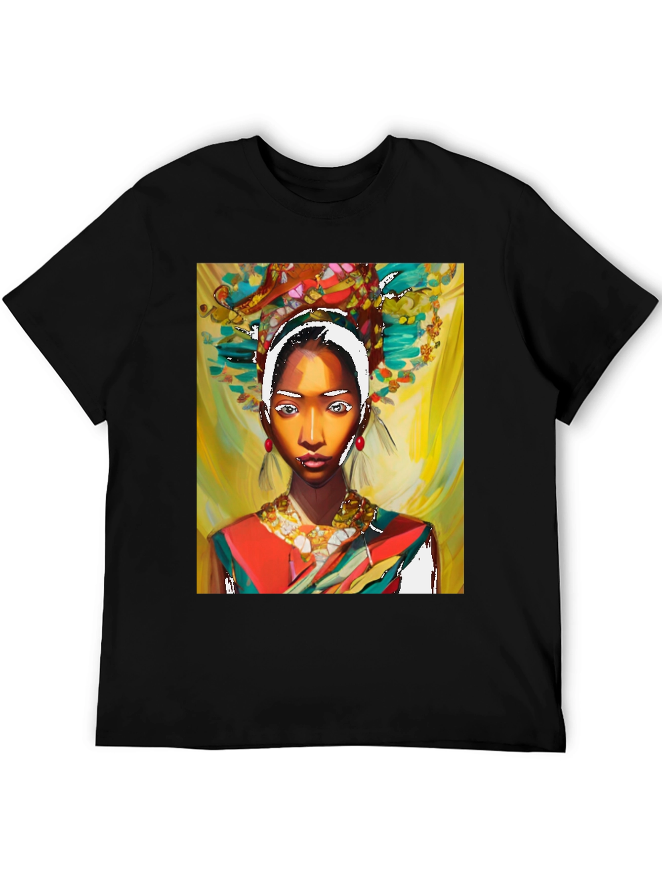 Artistic Woman Graphic Black T-Shirt