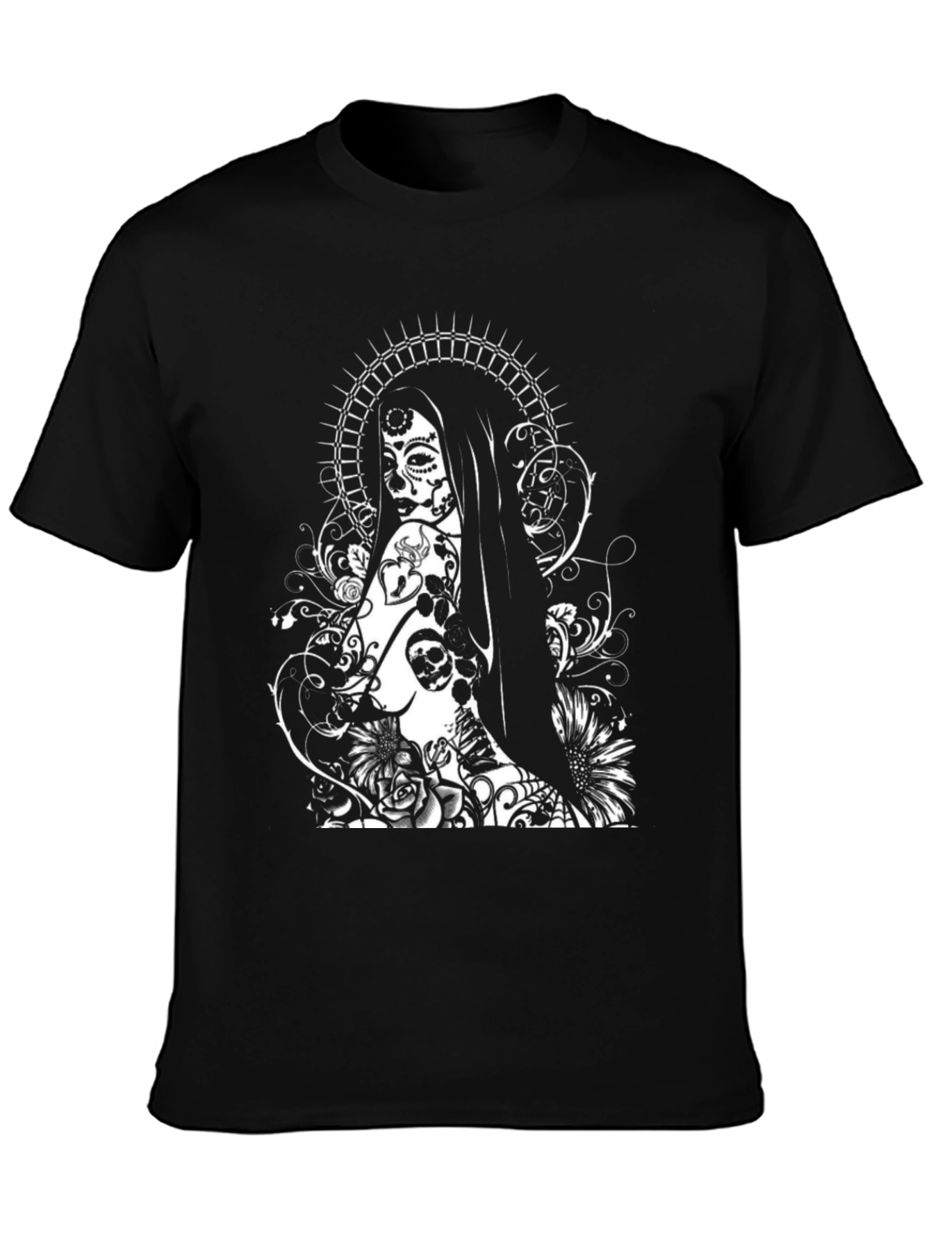 Sugar Skull Woman Graphic Tee - Black T-Shirt