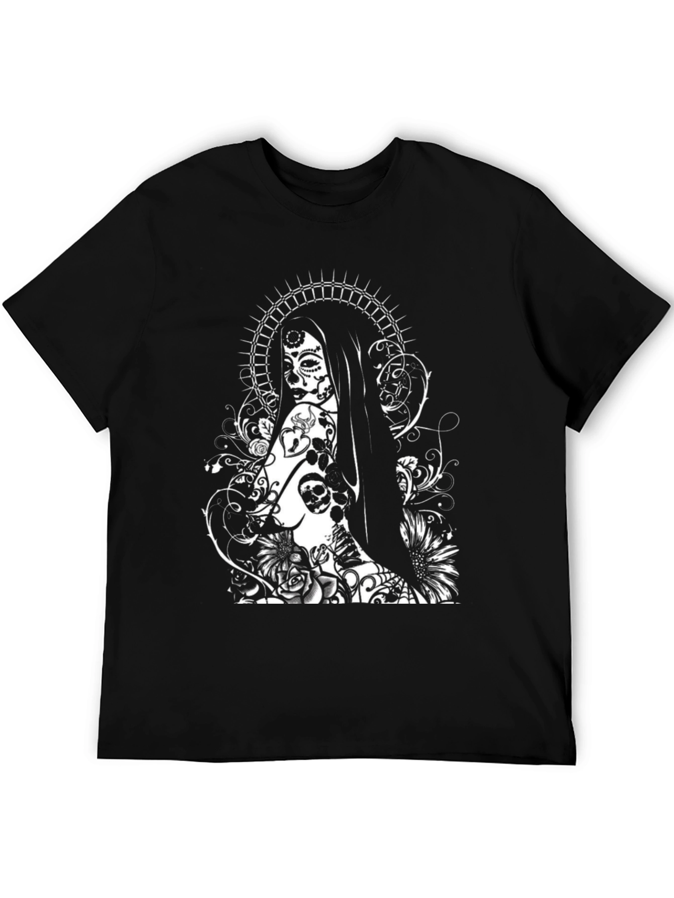 Sugar Skull Woman Graphic Tee - Black T-Shirt