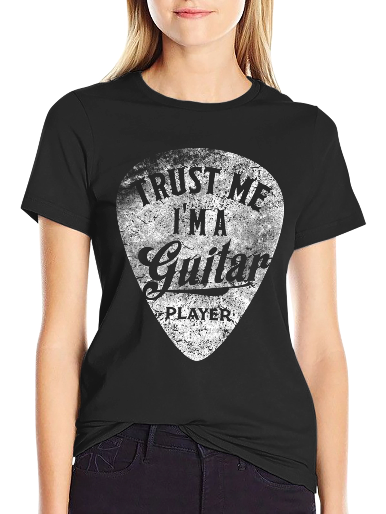Trust Me Guitar Player Black Graphic T-Shirt