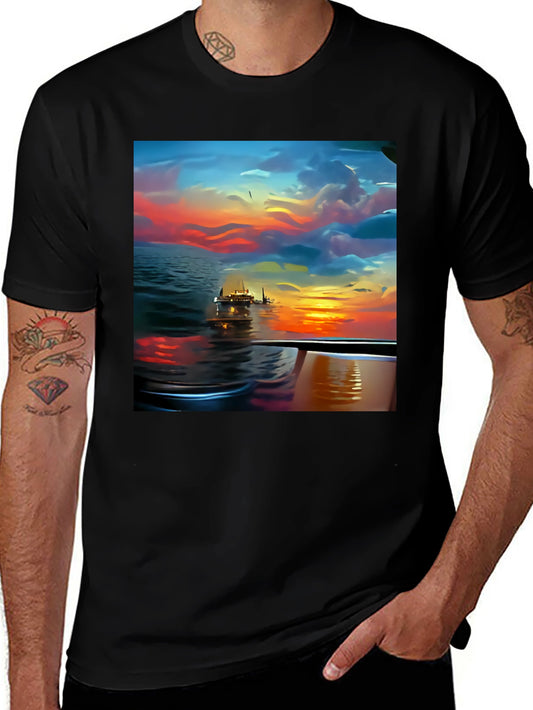 Sunset Cruise Graphic Tee - Stylish Mens Shirt