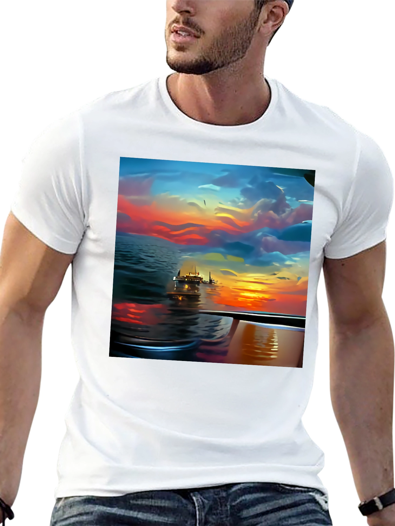 Sunset Cruise Graphic Tee - Stylish Mens Shirt