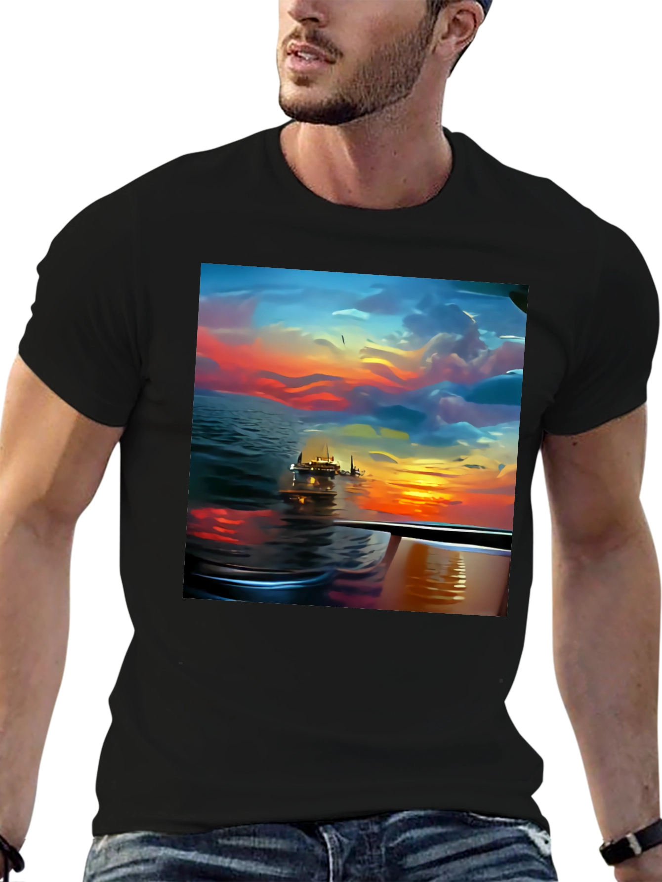 Sunset Cruise Graphic Tee - Stylish Mens Shirt