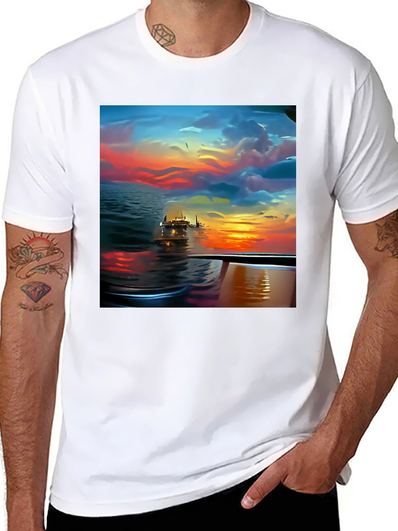 Sunset Cruise Graphic Tee - Stylish Mens Shirt