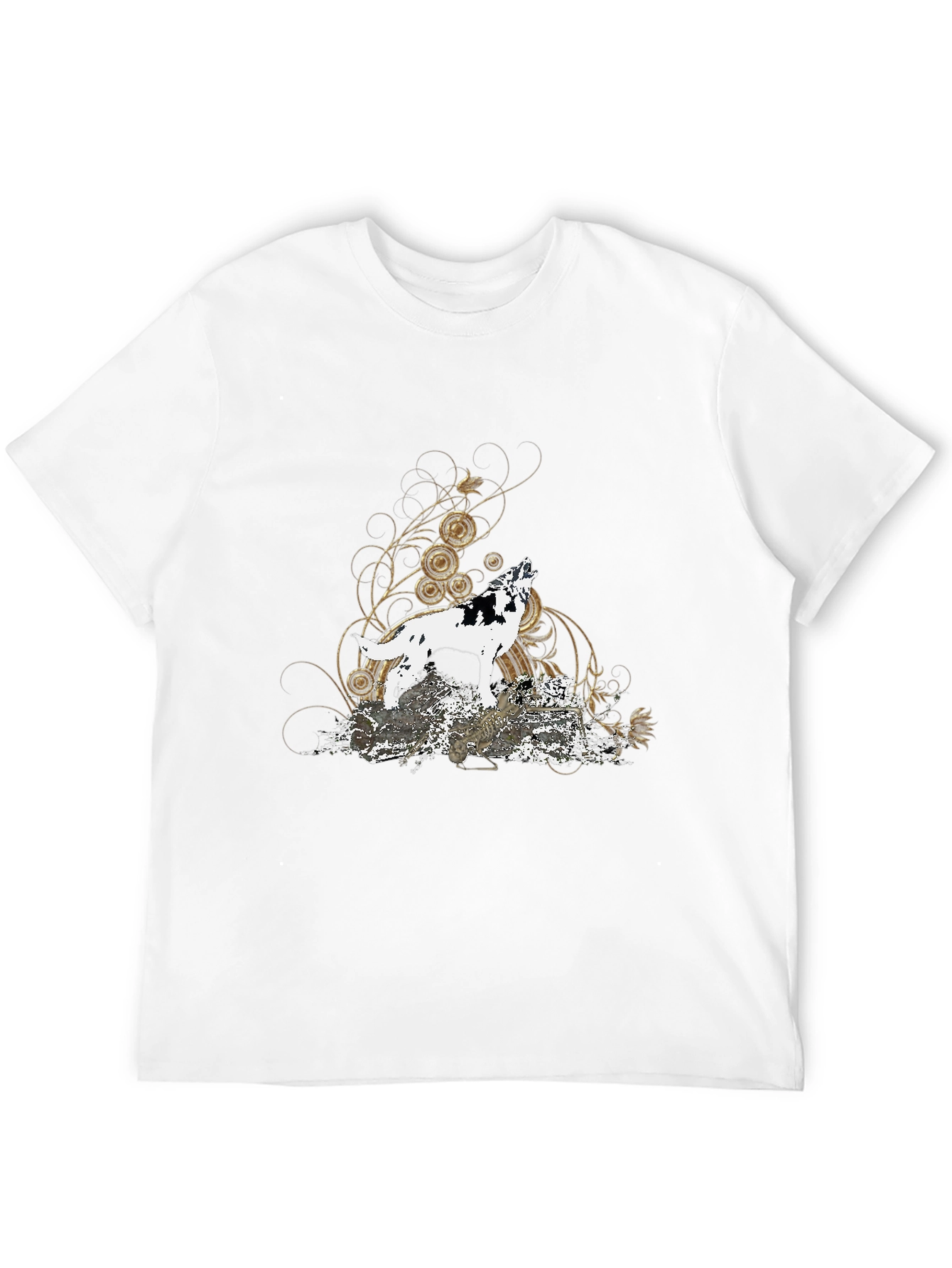 Wolf Howl Graphic Tee - Black Cotton Blend