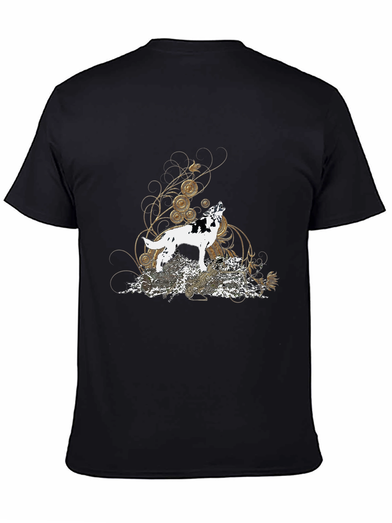 Wolf Howl Graphic Tee - Black Cotton Blend