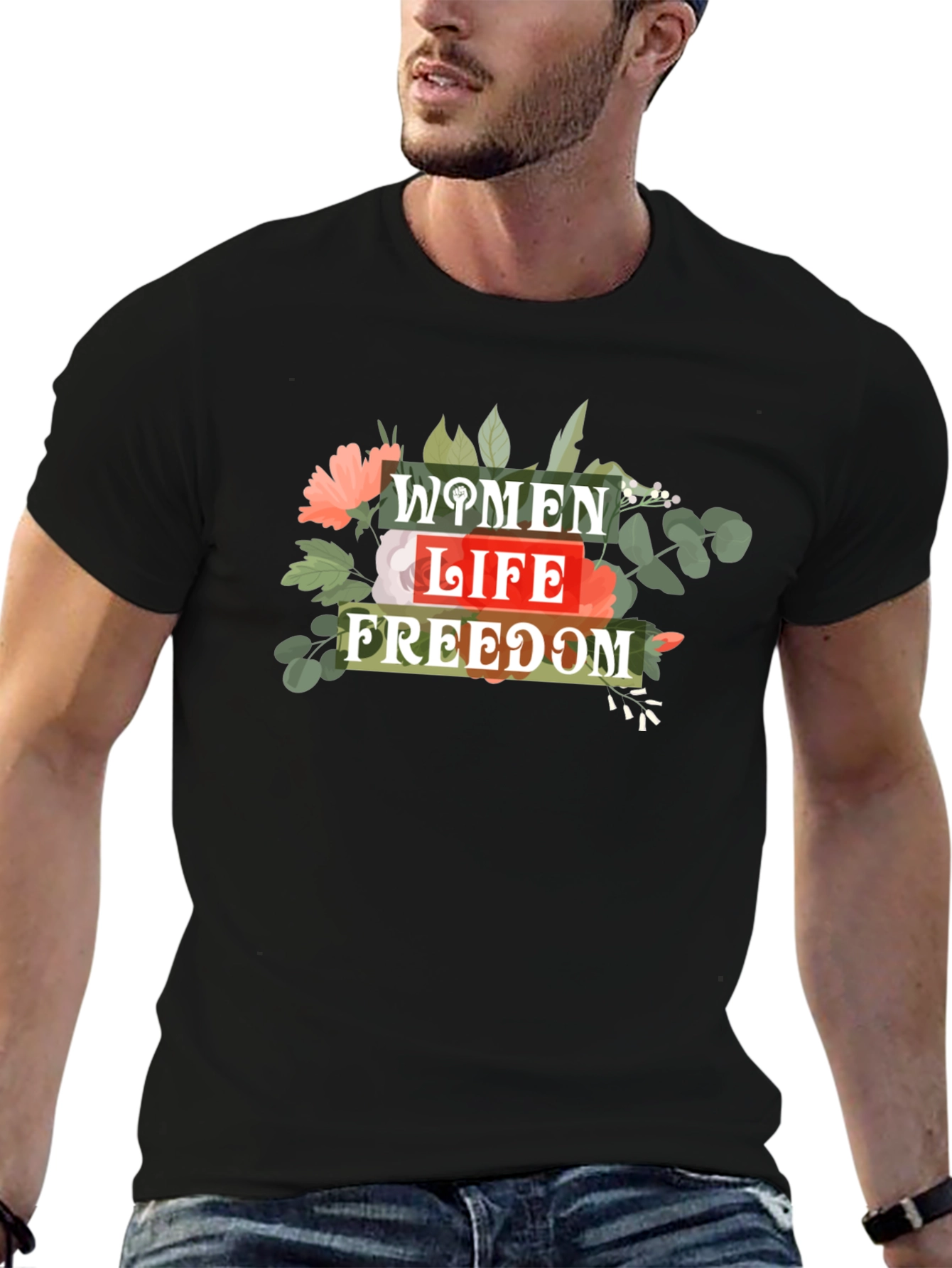 Women Life Freedom Graphic Tee - Black