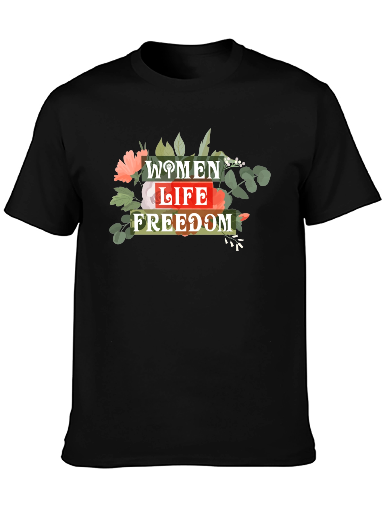 Women Life Freedom Graphic Tee - Black