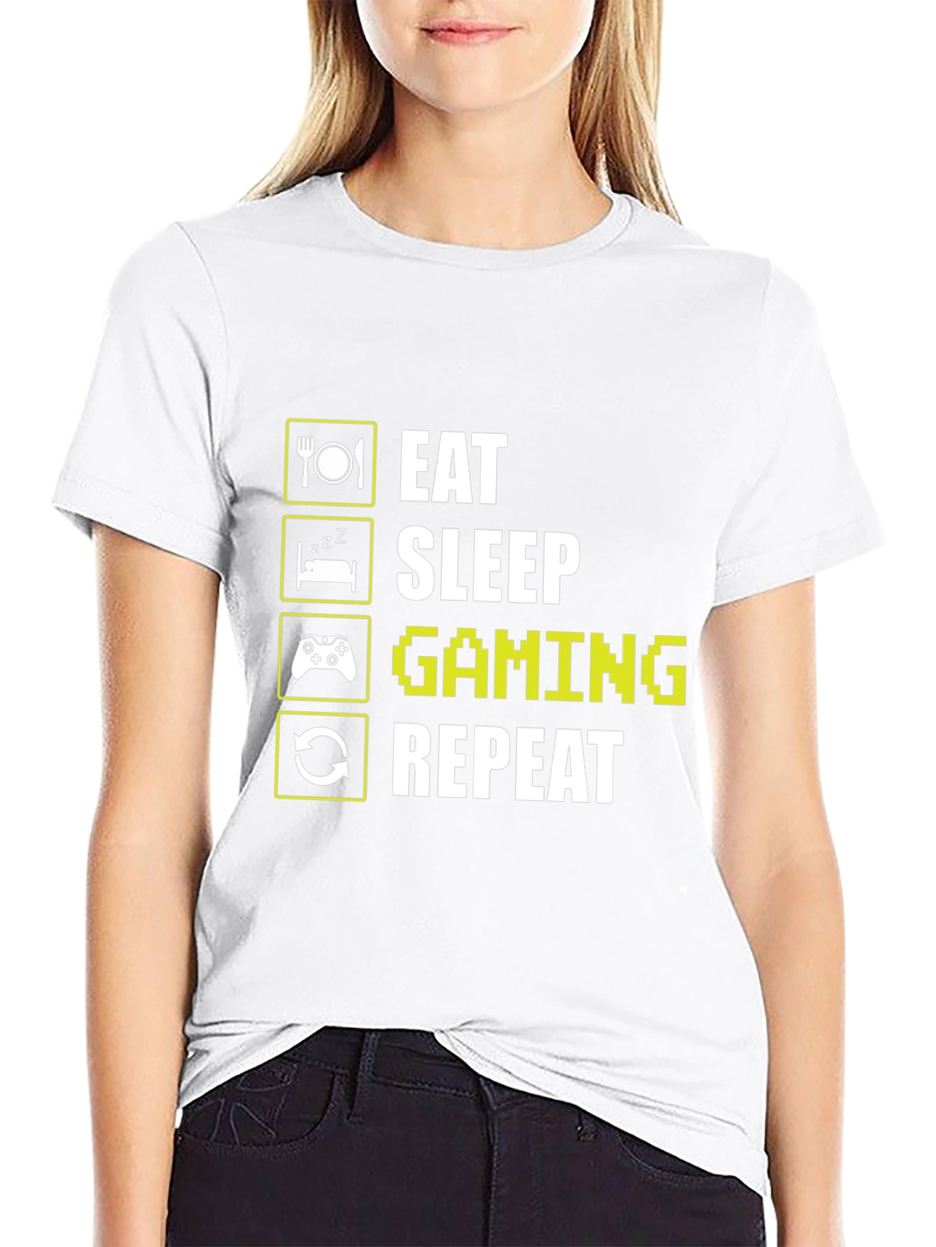 Eat Sleep Gaming Repeat Black T-Shirt